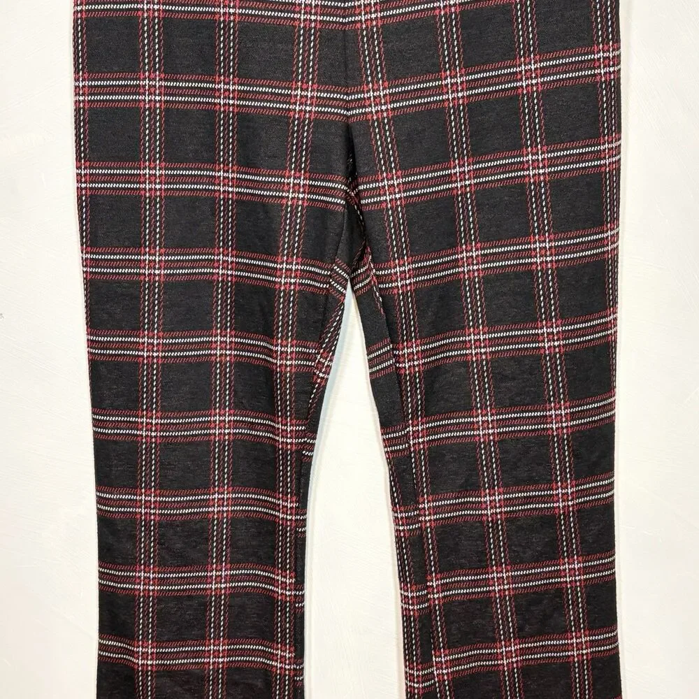 No Boundaries Size L Plaid Flare Leg Pull On Pants Legging Check Grunge Academia - Picture 7 of 8